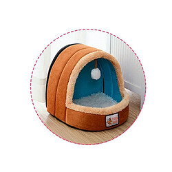 Wewoo Panier pour chien ou Chat Coussin de compagnie chaud lit moelleux animaux de chenil château de pliable chiot maison avec jouet balletaille M couleur camel