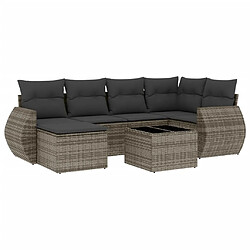 Maison Chic Salon de jardin avec coussins 7 pcs | Ensemble de Table et chaises | Mobilier d'Extérieur gris résine tressée -GKD58061