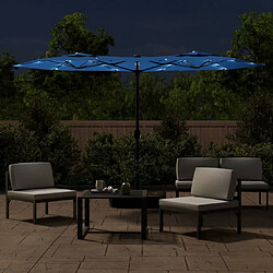 Avis Maison Chic Parasol Jardin | Parasol à double tête avec LED bleu azuré 316x240 cm - GKD35681