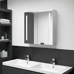 vidaXL Armoire de salle de bain à miroir LED Gris béton 62x14x60 cm