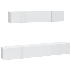 vidaXL Ensemble de meubles TV 4 pcs Blanc brillant Bois d'ingénierie