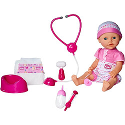 Simba Toys New Born Baby avec accessoires de docteur - Poupée entièrement en vinyle avec fonction boire et mouiller