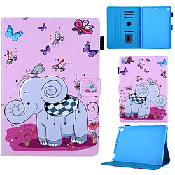 Etui en PU impression de modèle avec support et porte-cartes éléphants et papillons pour votre Apple iPad 10.2 (2019)