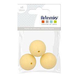 Artemio 3 perles silicone rondes - 15 mm - jaune