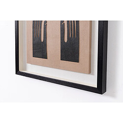 Pegane Tableau vitrine, sculpté en bois beige et noir et cadre noir - Longueur 60 x Profondeur 5 x Hauteur 60 cm