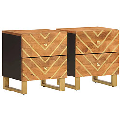 vidaXL Tables de chevet 2 pcs marron et noir bois de manguier solide