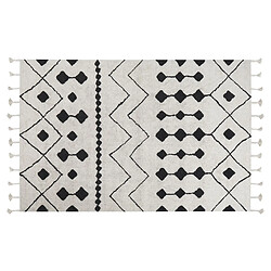 Beliani Tapis en coton blanc et noir 140 x 200 cm KHEMISSET