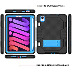 Coque en TPU + silicone avec béquille, couleur contrastée noir/bleu pour votre Apple iPad mini (2021)