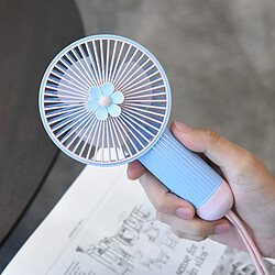 (Bleu) Mini Ventilateur Lame En Plastique Design Fleur Fraîche Chargement Usb Portable Et Léger