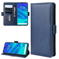 Wewoo Housse Coque Pour Huawei P Smart Z / Y9 Prime 2019 / Profitez de 10 Plus Double Boucle Crazy Horse Business Étui de téléphone portable avec fonction de support de portefeuille de carte Bleu