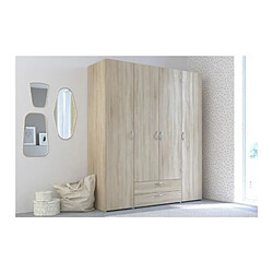 Acheter But Armoire 4 portes 2 tiroirs DAILY imitation chêne