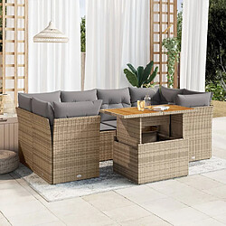 vidaXL Salon de jardin avec coussins 7 pcs beige résine tressée