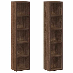 vidaXL Armoires à CD 2 pcs Chêne marron 21x16x93,5cm Bois d'ingénierie