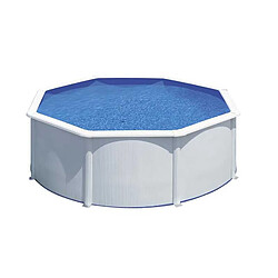 Piscine ronde en acier Gre Fidji 240x120 cm échelle avec plateforme et purificateur de sable 4 000 L/h, coloris blanc