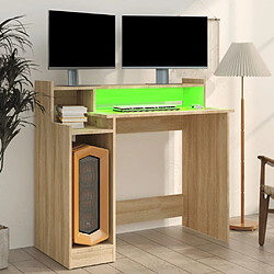 Acheter Maison Chic Bureau solide,Table de travail,Bureau d'ordinateur avec lumières LED Chêne 97x45x90 cm Bois d'ingénierie -GKD79534