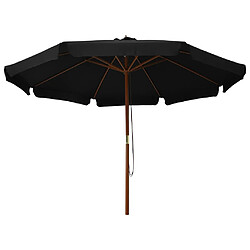 ComfortXL Parasol D'extérieur Avec Mât En Bois 330 Cm Noir