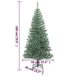 vidaXL Sapin de Noël artificiel avec neige floquée vert 180 cm pas cher