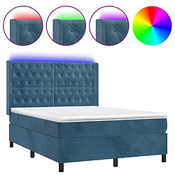 Sommier à lattes,Cadre à lattes de lit pour Adulte matelas et LED Bleu foncé 140x190 cm -MN25909