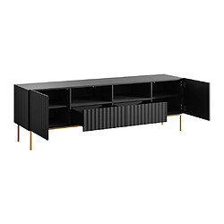 Acheter Vente-Unique Meuble TV avec 2 portes, 2 tiroirs et 2 niches en MDF et acier - Noir et doré - EVILANA