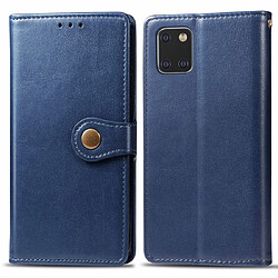 Wewoo Housse Coque Pour Galaxy Note10 Lite / A81 / M60s Boucle en cuir de couleur unie rétro de protection téléphone portable avec cadre photo et fente carte et portefeuille et fonction de support bleu