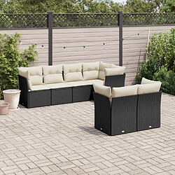 vidaXL Salon de jardin 7 pcs avec coussins noir résine tressée