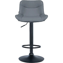 Decoshop26 Lot de 2 tabourets de bar x1 avec coutures décoratives en PVC gris pied en trompette métal noir 10_0004454