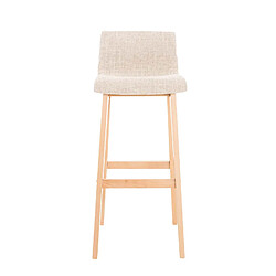 Decoshop26 Tabouret de bar x1 avec repose-pieds structure de 4 pieds en bois assise en tissu crème 10_0004972