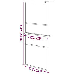 vidaXL Paroi de douche et étagère Chrome 80x195 cm Verre ESG&Aluminium pas cher