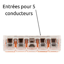 Lot de 3 bornes de raccordement S221 Compact - Connexion rapide - 5 conducteurs avec leviers 6mm² - orange - Wago pas cher