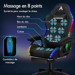 Avis ALFORDSON Chaise Gaming Chaise de Bureau avec LED et Massant 8 Points Tissu Lin Noir