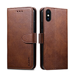 Wewoo Housse Coque Pour iPhone XR GUSSIM en cuir à rabat horizontal magnétique avec support et fentes cartes et portefeuille marron