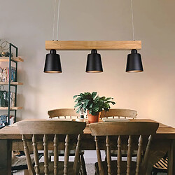 NETTLIFE Suspension bois noir E27 MAX.25W Diam.150cm 70x14x23CM table à manger 3 flammes vintage pour salle à manger bureau chambre cuisine bohème