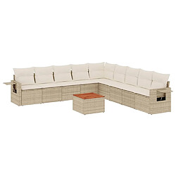 Maison Chic Salon de jardin avec coussins 10 pcs | Ensemble de Table et chaises | Mobilier d'Extérieur beige résine tressée -GKD28915