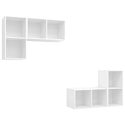 vidaXL Meubles TV muraux 4 pcs Blanc Bois d'ingénierie