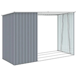 Acheter Helloshop26 Abri à bois de jardin 245 x 98 x 159 cm acier galvanisé gris 02_0022397