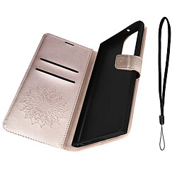 Avizar Étui Mandala Fleur pour Samsung Galaxy S23 Ultra avec Portefeuille Rose Gold