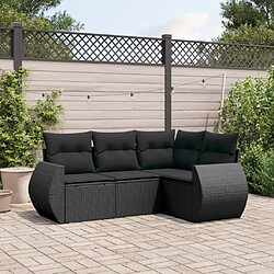 Maison Chic Salon de jardin 4 pcs avec coussins | Ensemble de Table et chaises | Mobilier d'Extérieur noir résine tressée -GKD65462