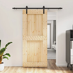 vidaXL Porte coulissante et kit de quincaillerie 90x210 cm pin massif