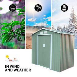 Soana Garden Shed Boîte à outils de jardin en tôle galvanisée verte St.Moritz NATURE 213x191x195cm