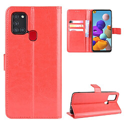 Etui en PU cheval fou avec support rouge pour votre Samsung Galaxy A21s