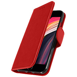 Avizar Housse iPhone SE 2022 / 2020 et 8 / 7 Clapet Porte carte Fonction support rouge