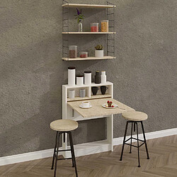 Hanah Home Table de cuisine pliante avec rangements Bracked beige.