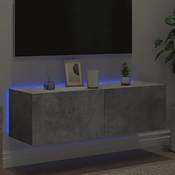 Avis vidaXL Meuble TV mural avec lumières LED gris béton 100x35x31 cm