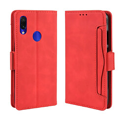 Wewoo Housse Coque Étui en cuir de style portefeuille skin veau pour Xiaomi Redmi Note 7 / Note 7 Pro / Note 7Savec fente carte séparée Rouge