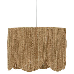 Pegane Lampe suspendue, Suspension luminaire en fer blanc et bois de jute coloris naturel - diamètre 38 x Hauteur 28 cm