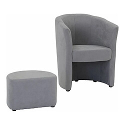 Acheter But Fauteuil cabriolet et pouf CLAYTON tissu Soro gris clair