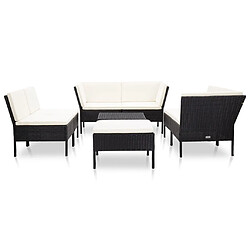 vidaXL Salon de jardin 8 pcs avec coussins résine tressée noir