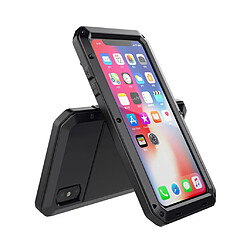 360 ° Corps de protection robuste robuste hybride Boîtier étanche en métal pour iPhone X Noir