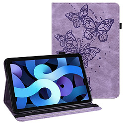 Etui en PU motif papillons avec porte-cartes violet pour votre Apple iPad 9.7 pouces (2018)/(2017)/iPad Air 2/iPad Air (2013)