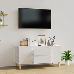 Maison Chic Meuble TV scandinave - Banc TV pour salon Blanc 102x44,5x50 cm Bois d'ingénierie -MN99012